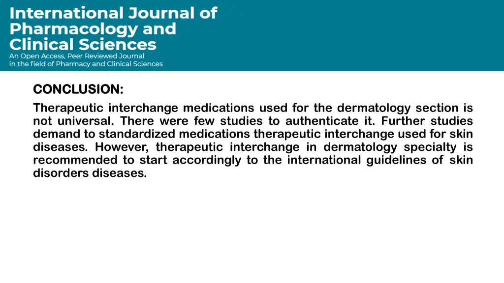 conclusion conclusion therapeutic interchange