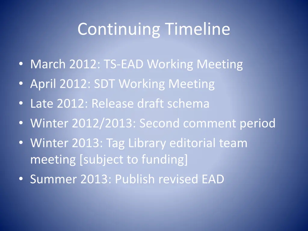 continuing timeline