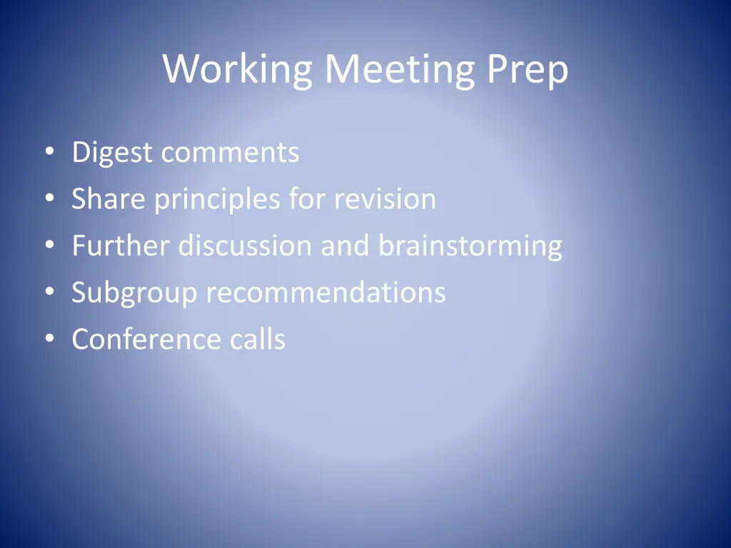 working meeting prep
