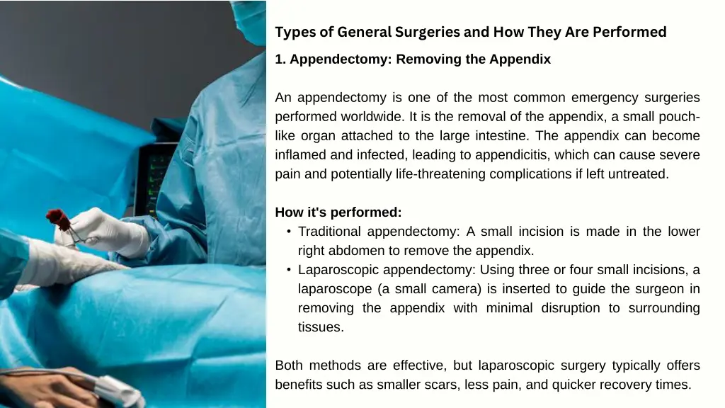 types of general surgeries and how they