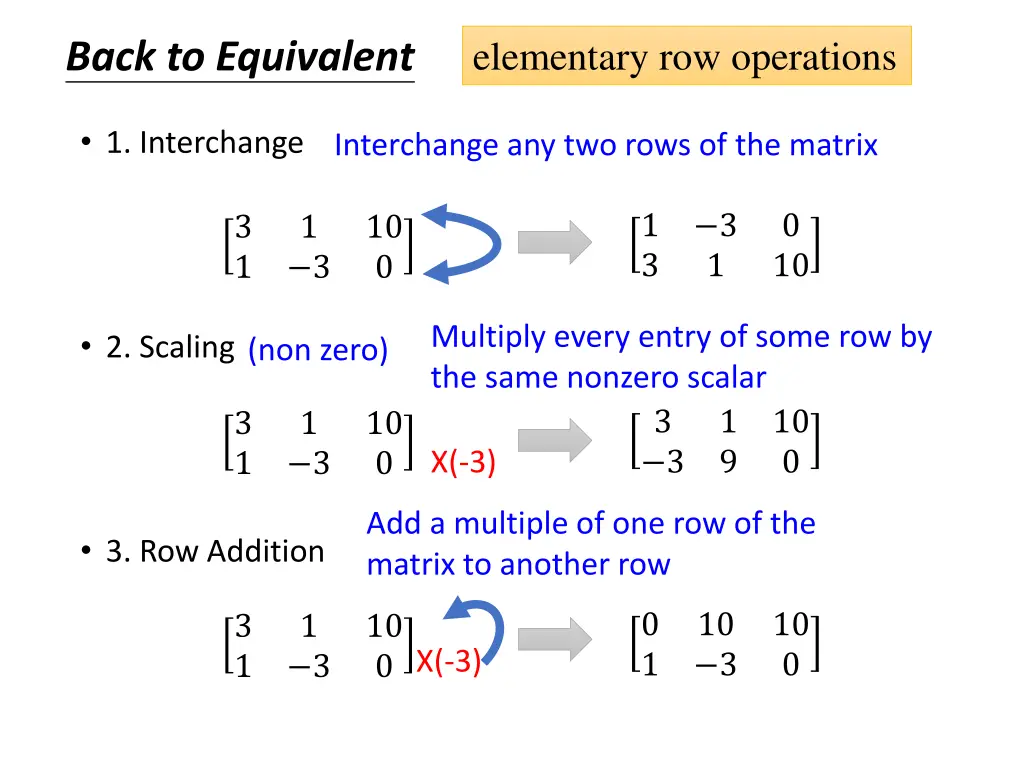 elementary row operations