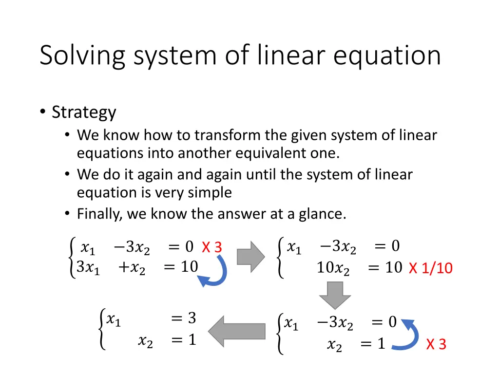 solving system of linear equation