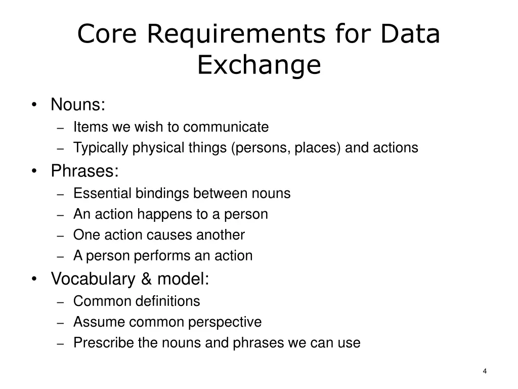 core requirements for data exchange