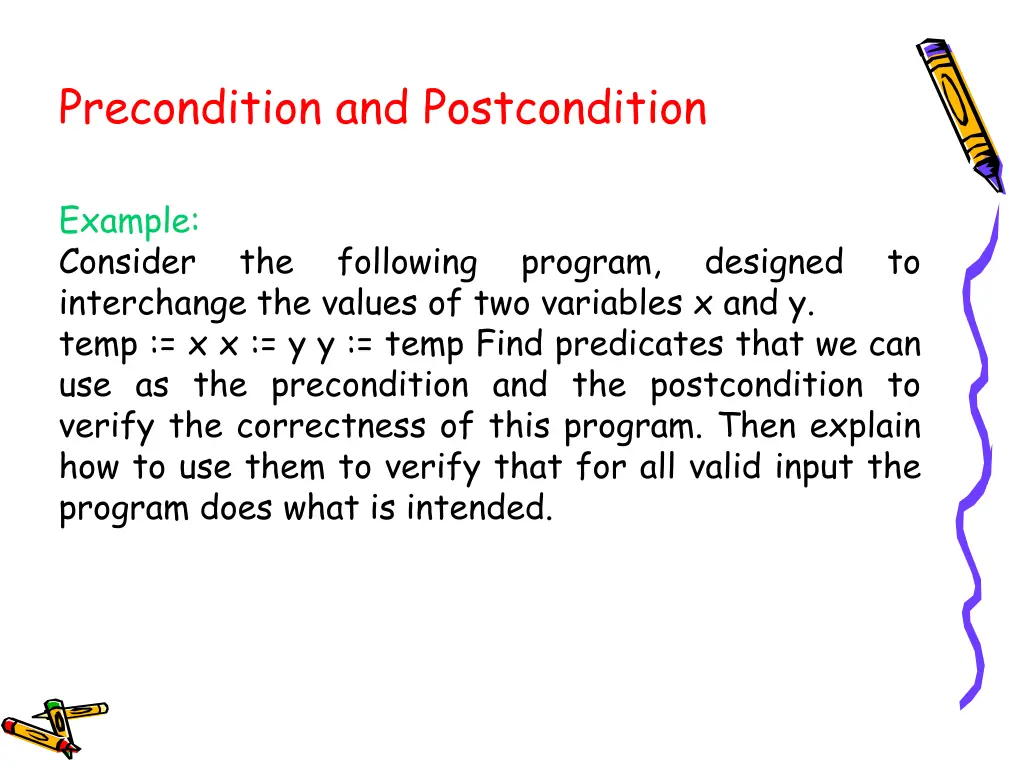 precondition and postcondition 1