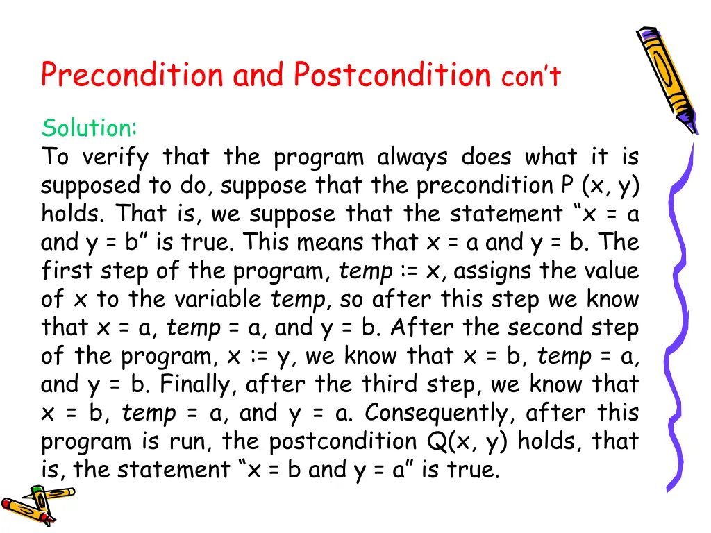 precondition and postcondition con t