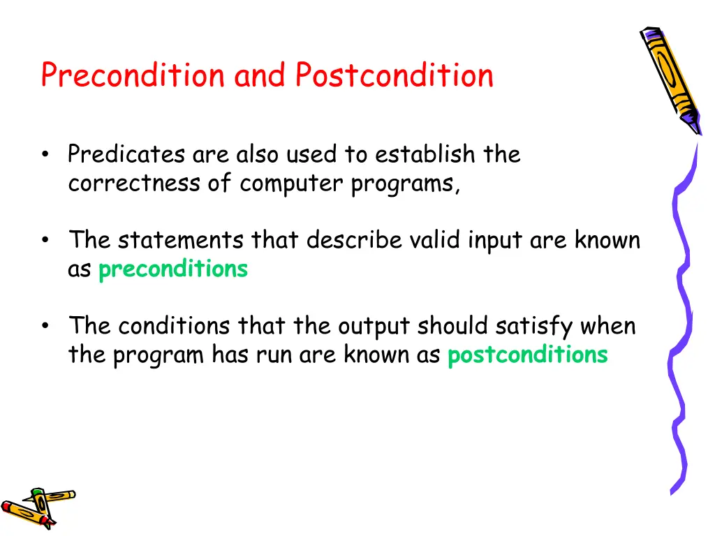 precondition and postcondition