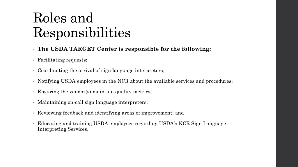 roles and responsibilities
