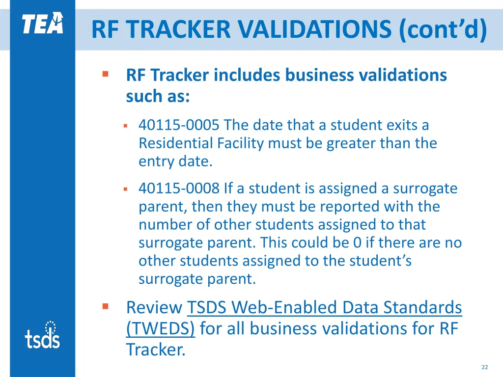 rf tracker validations cont d