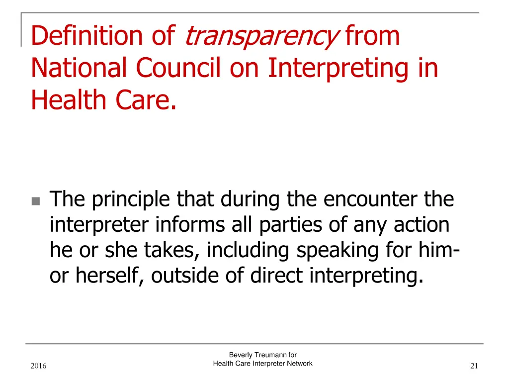 definition of transparency from national council