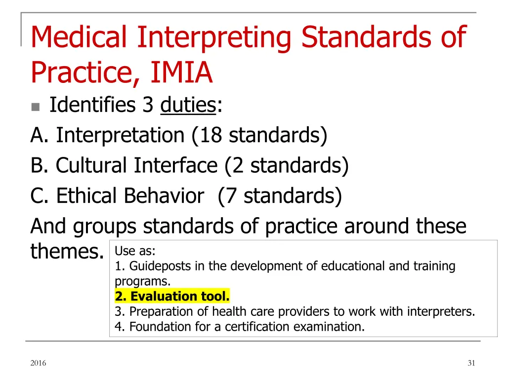 medical interpreting standards of practice imia