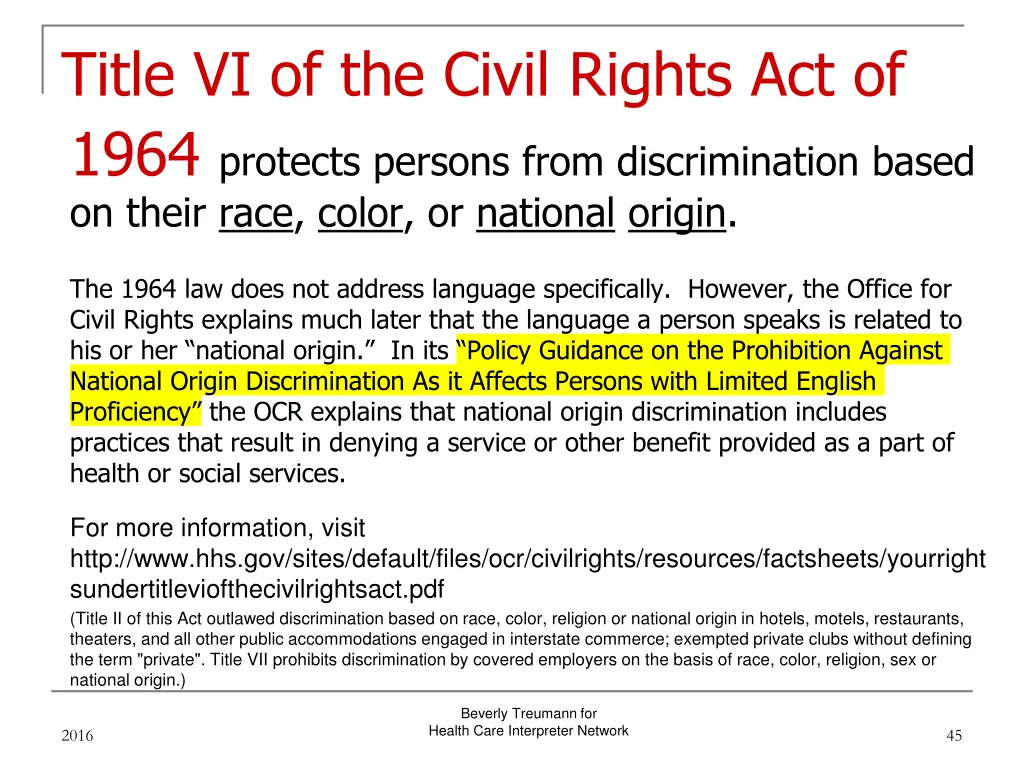 title vi of the civil rights act of 1964 protects