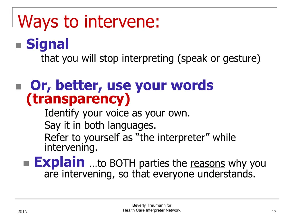 ways to intervene signal that you will stop