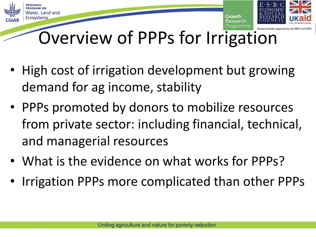 overview of ppps for irrigation