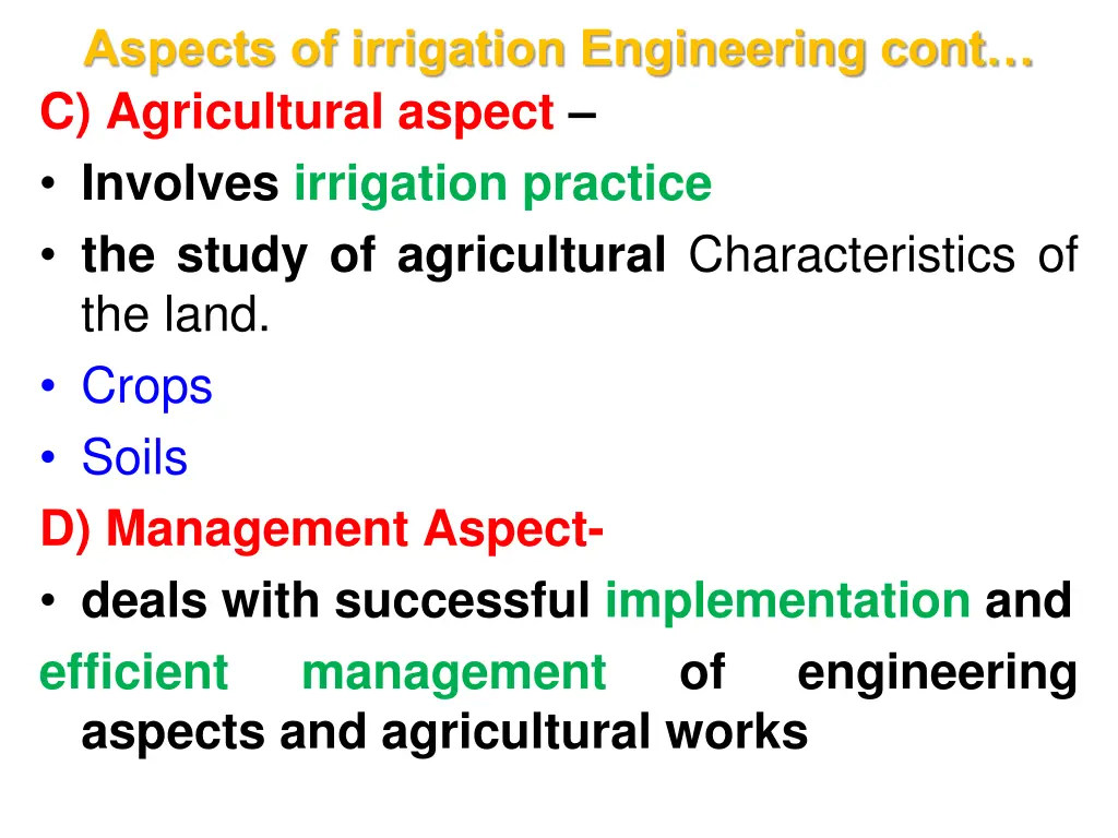 aspects of irrigation engineering cont 2