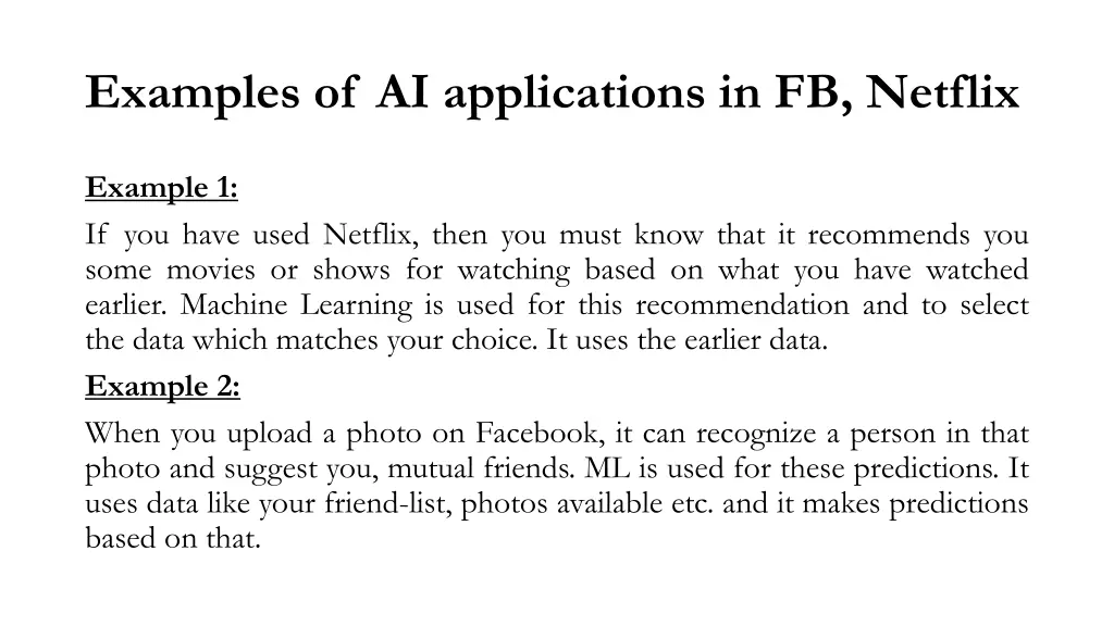 examples of ai applications in fb netflix