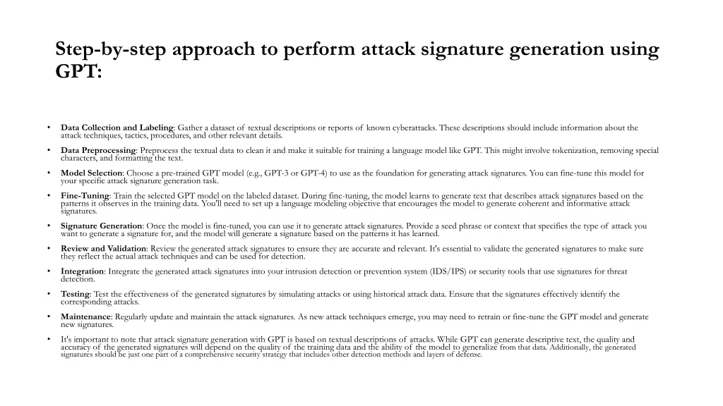 step by step approach to perform attack signature