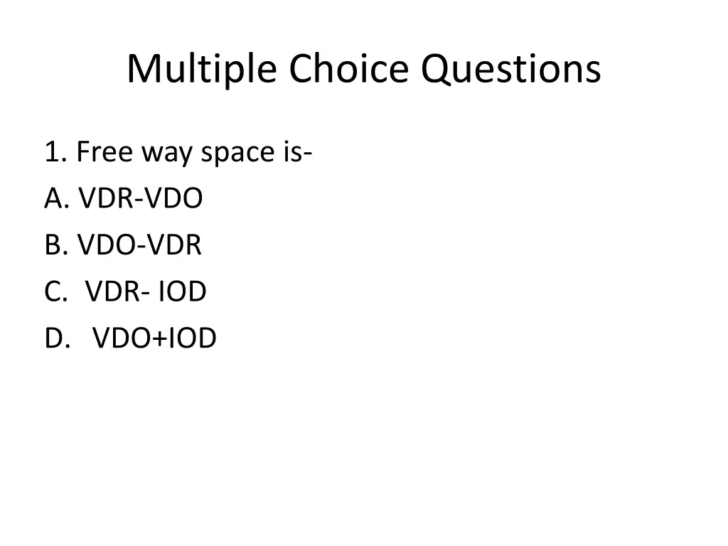 multiple choice questions