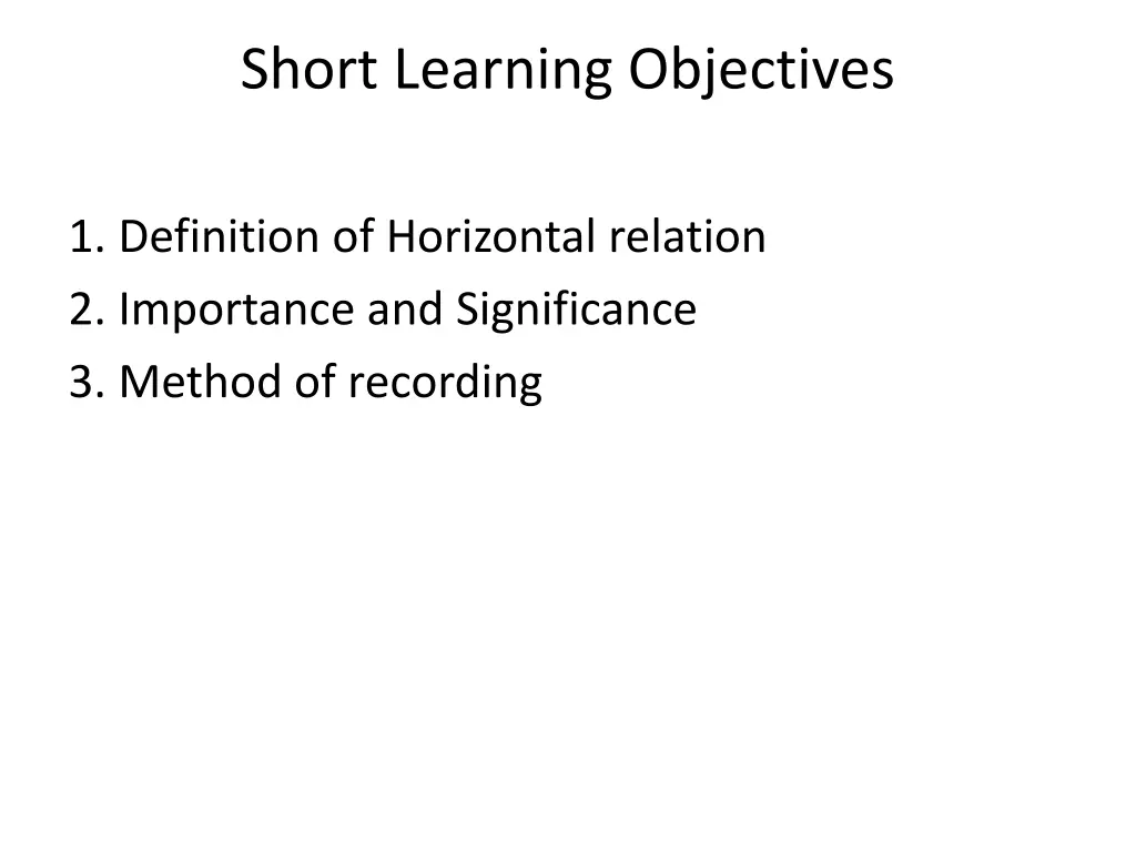 short learning objectives