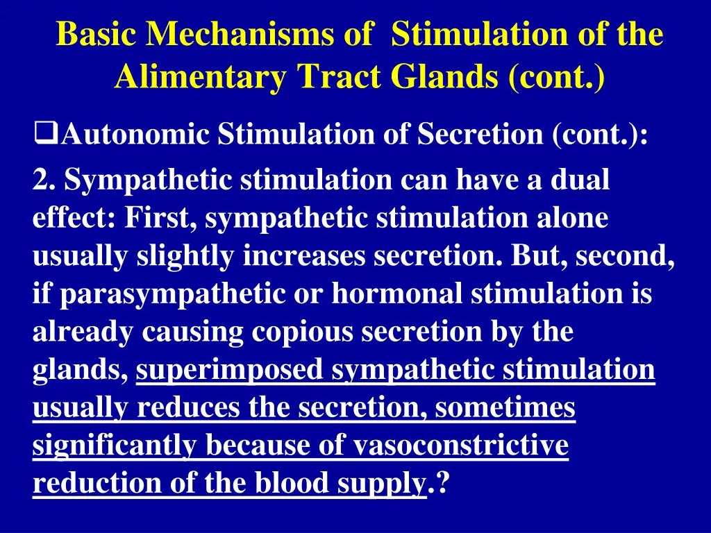 basic mechanisms of stimulation of the alimentary 1