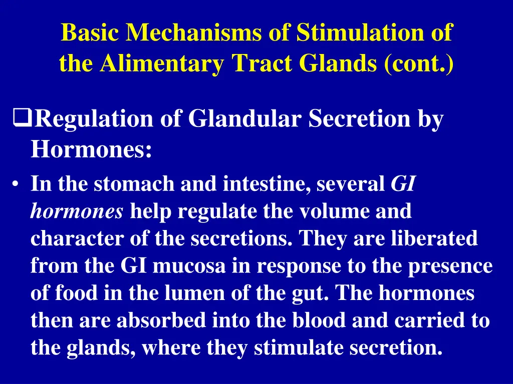 basic mechanisms of stimulation of the alimentary 2