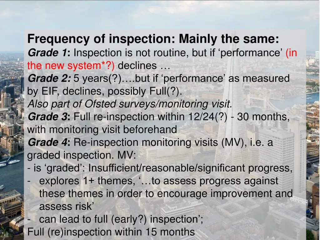frequency of inspection mainly the same grade