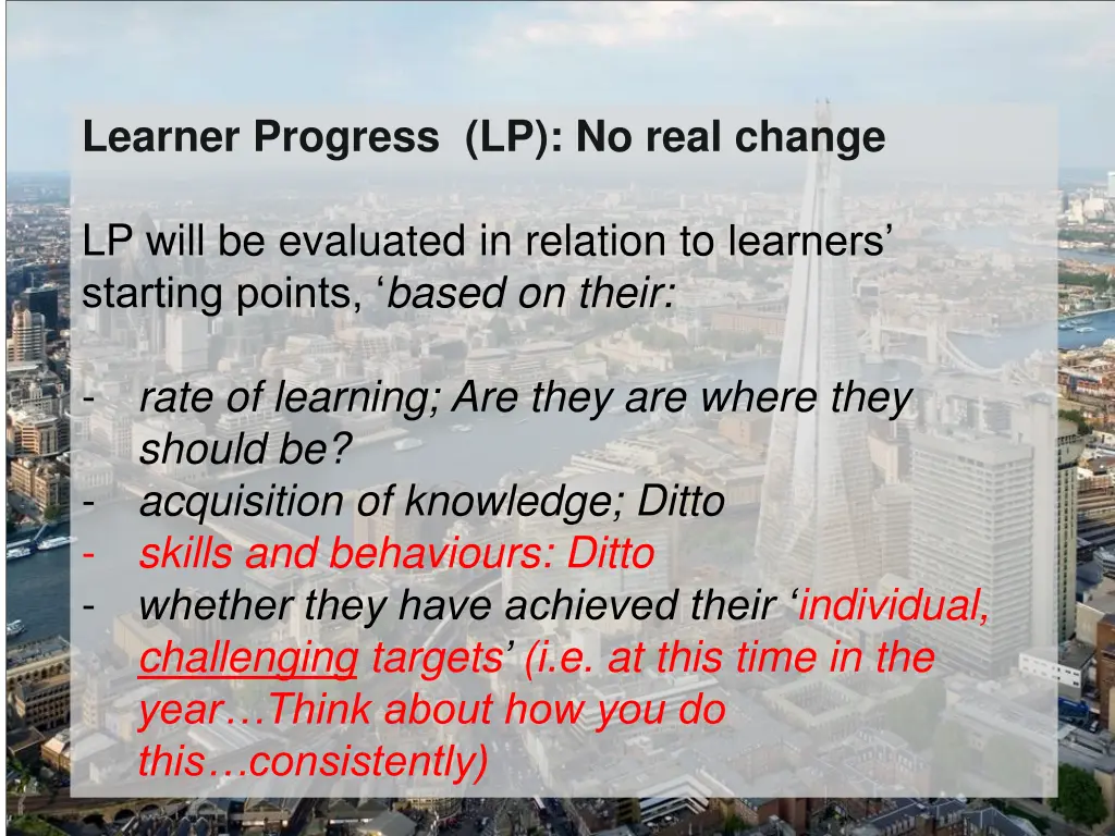 learner progress lp no real change