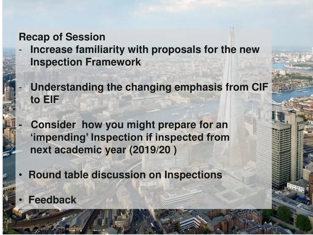 recap of session increase familiarity with