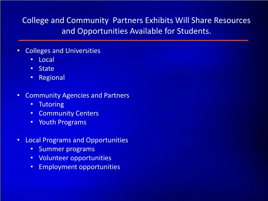 college and community partners exhibits will