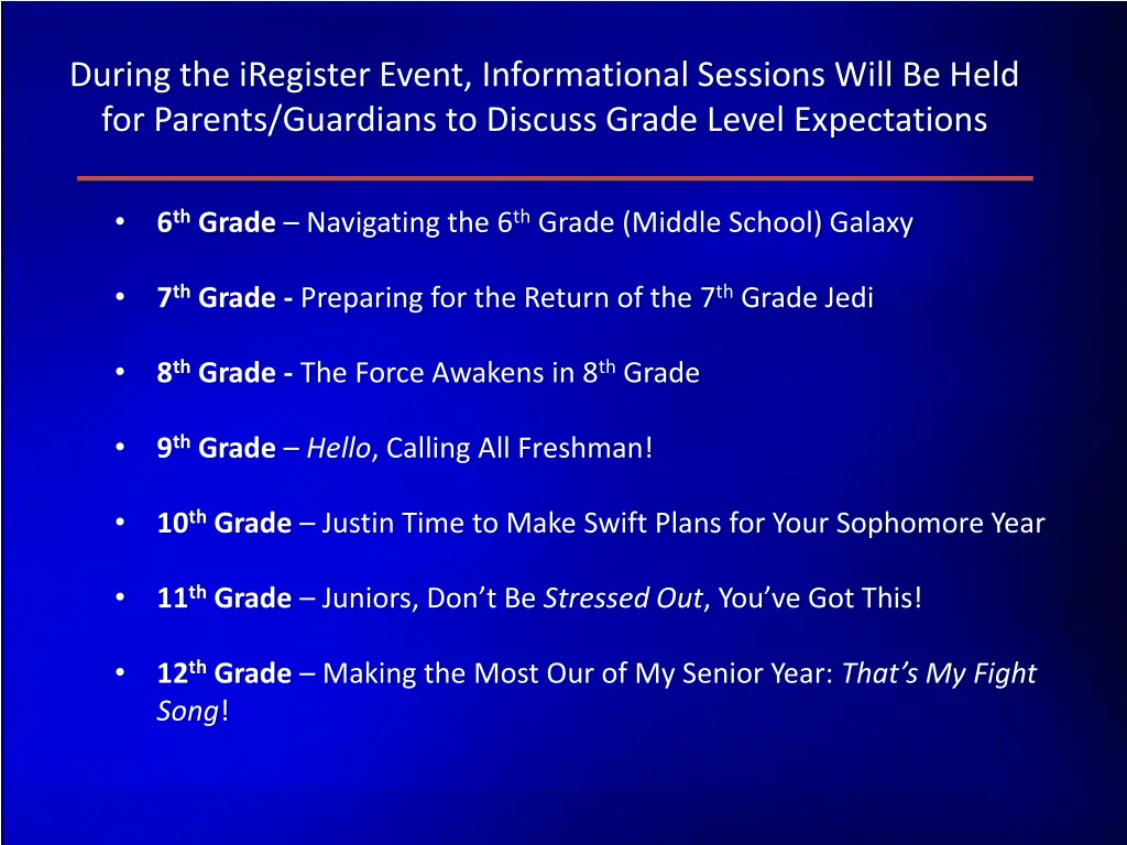 during the iregister event informational sessions