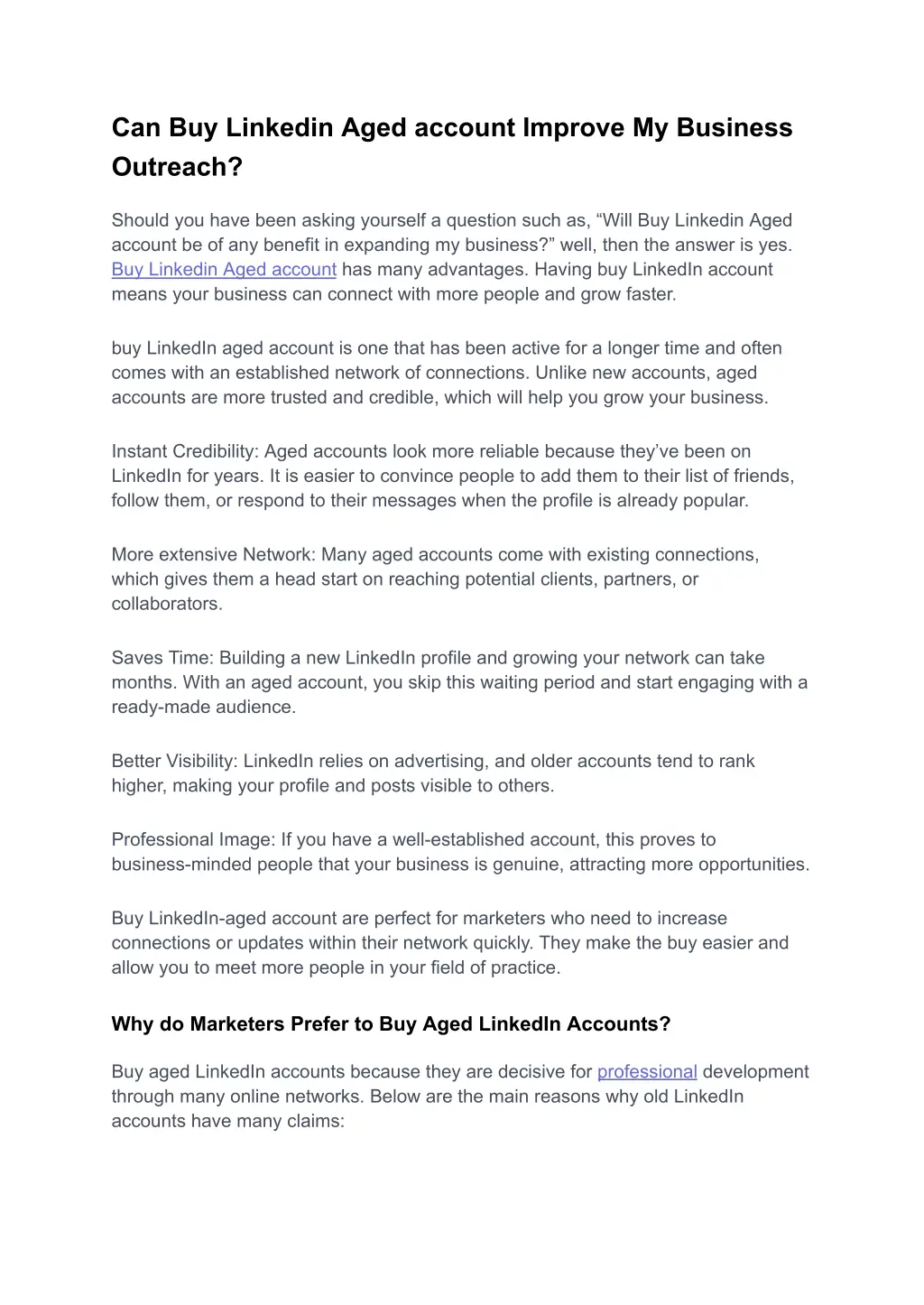 can buy linkedin aged account improve my business