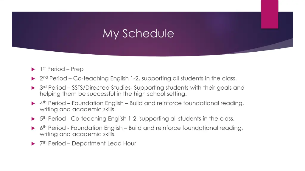 my schedule