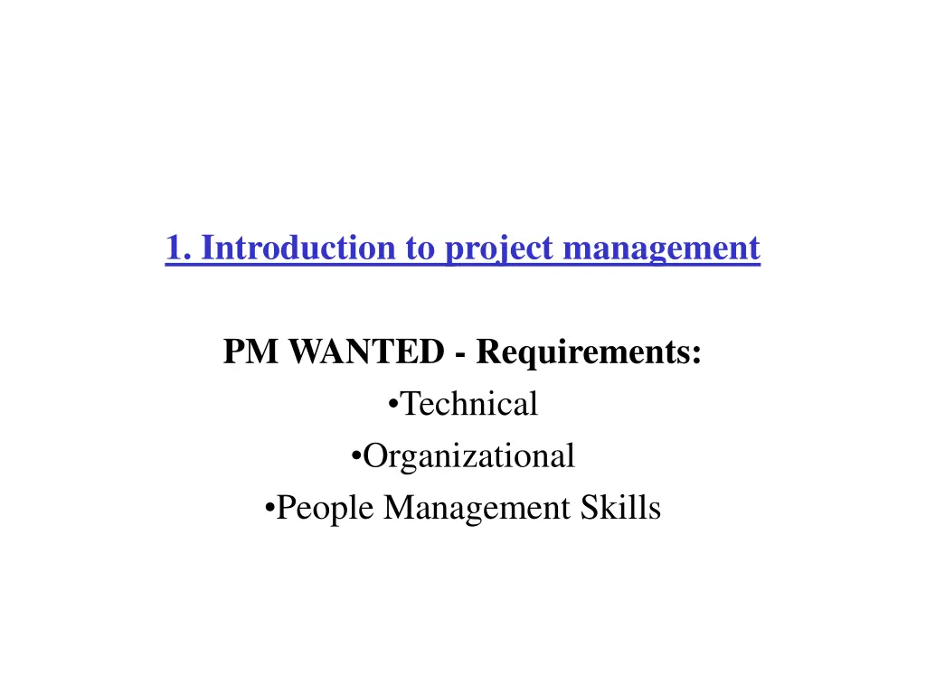 1 introduction to project management