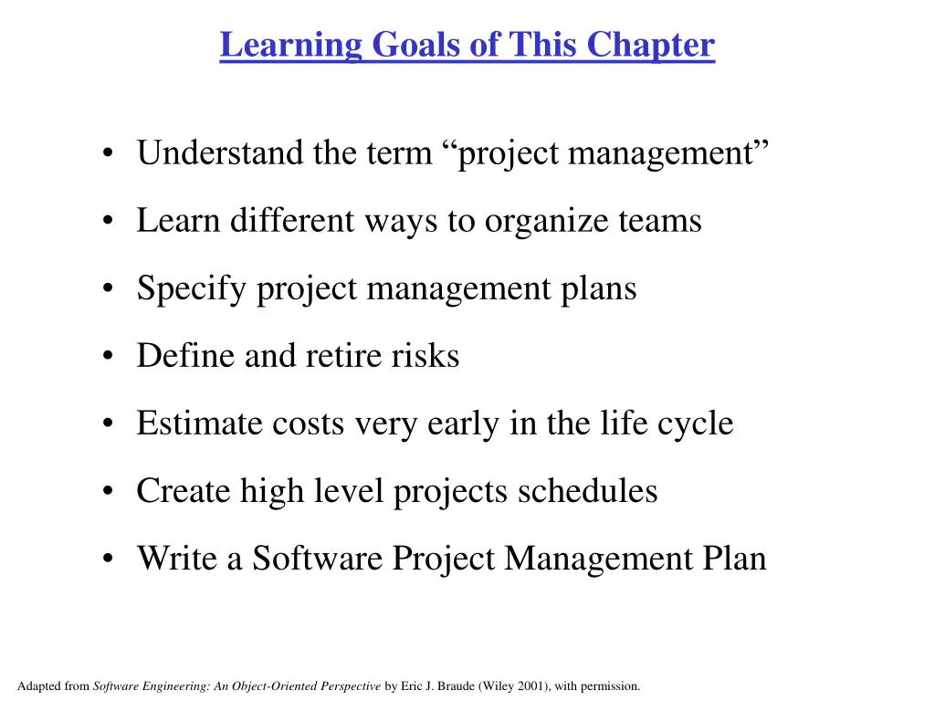 learning goals of this chapter