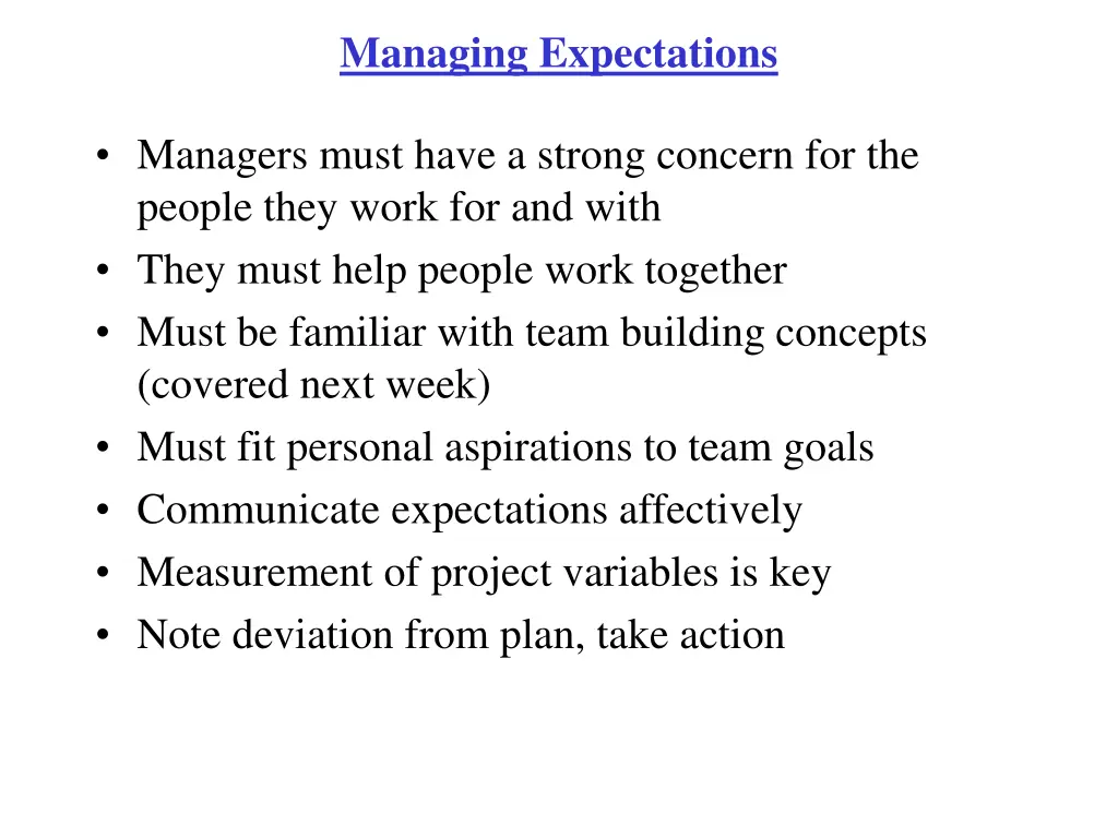 managing expectations