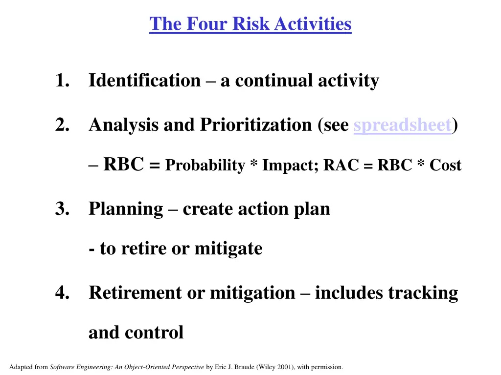 the four risk activities
