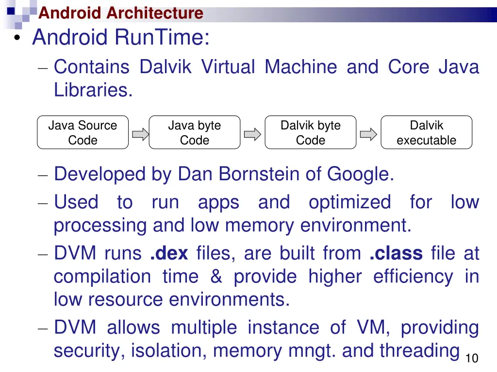 android architecture android runtime contains
