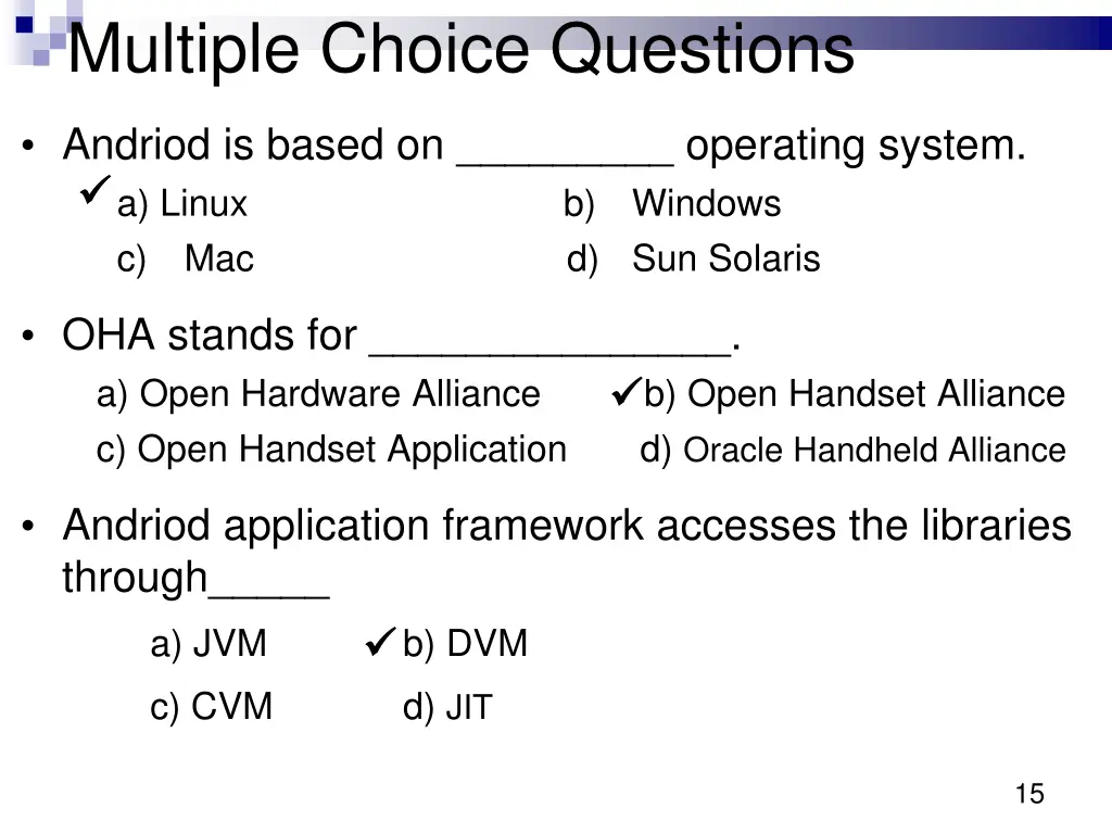 multiple choice questions