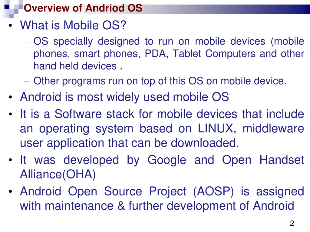 overview of andriod os what is mobile