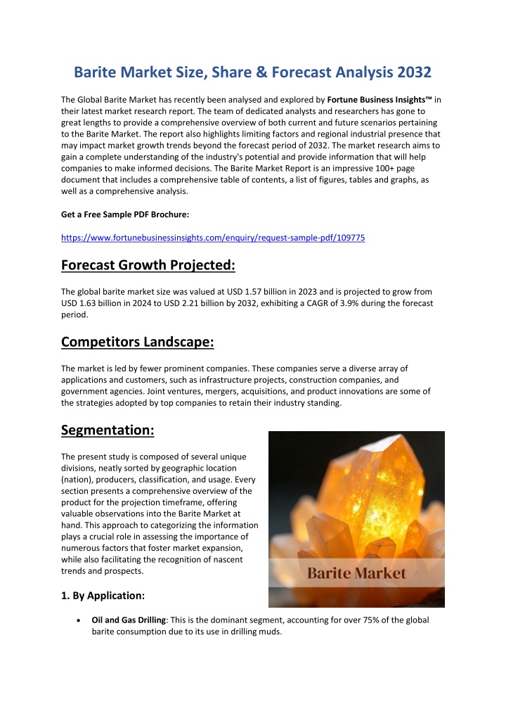 barite market size share forecast analysis 2032