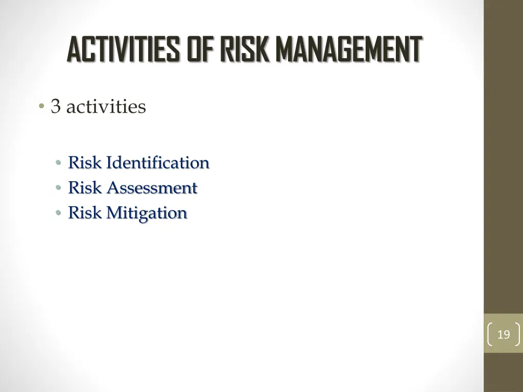 activities of risk management