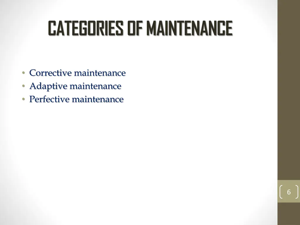 categories of maintenance
