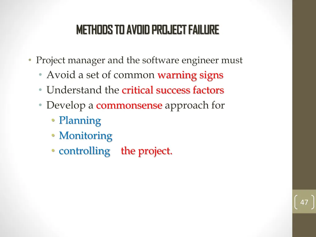 methods to avoid project failure