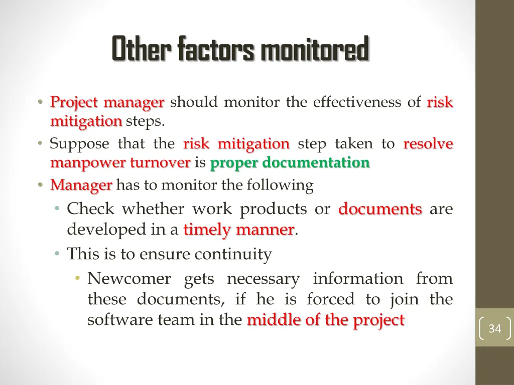 other factors monitored