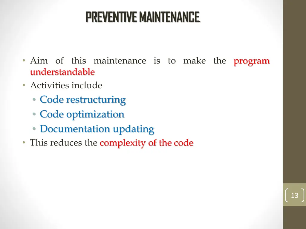preventive maintenance
