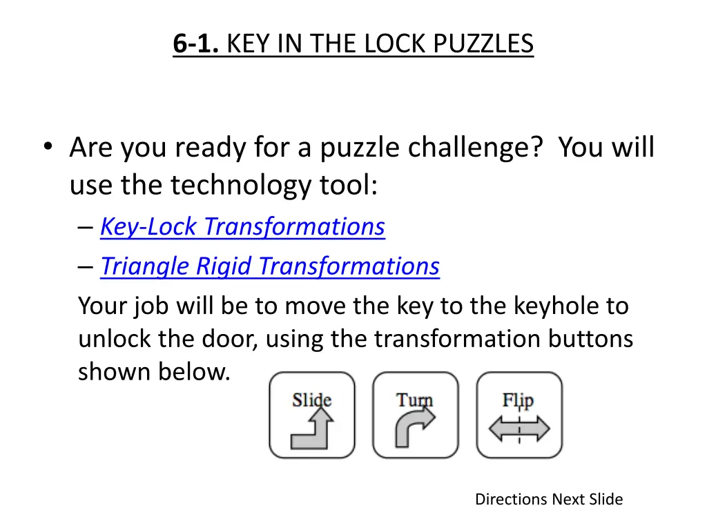 6 1 key in the lock puzzles