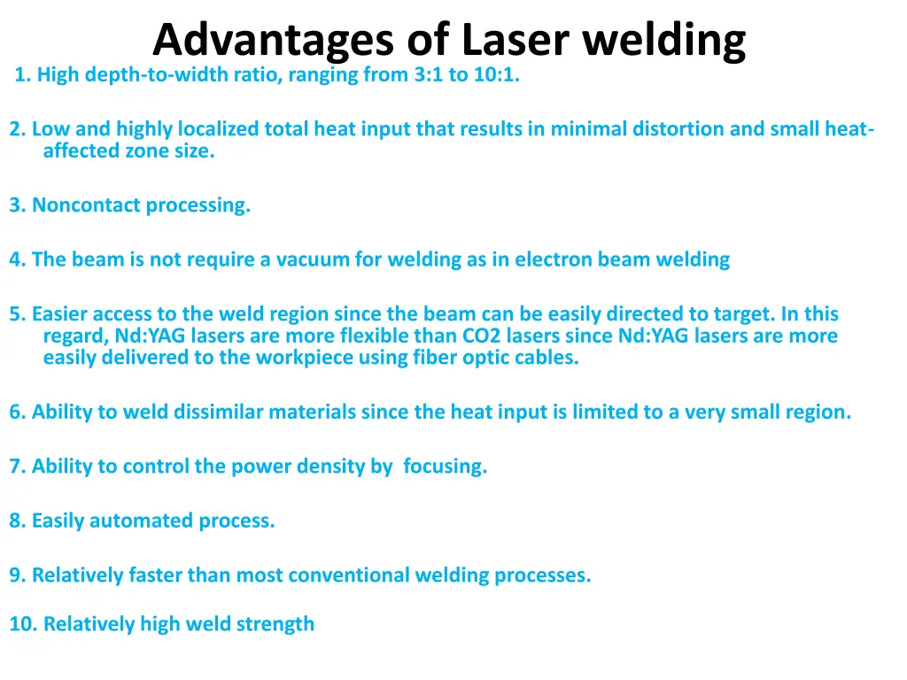 advantages of laser welding 1 high depth to width