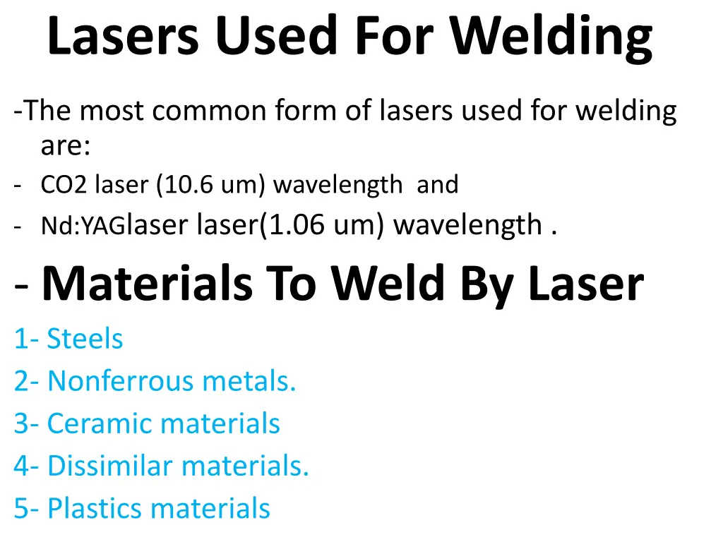 lasers used for welding