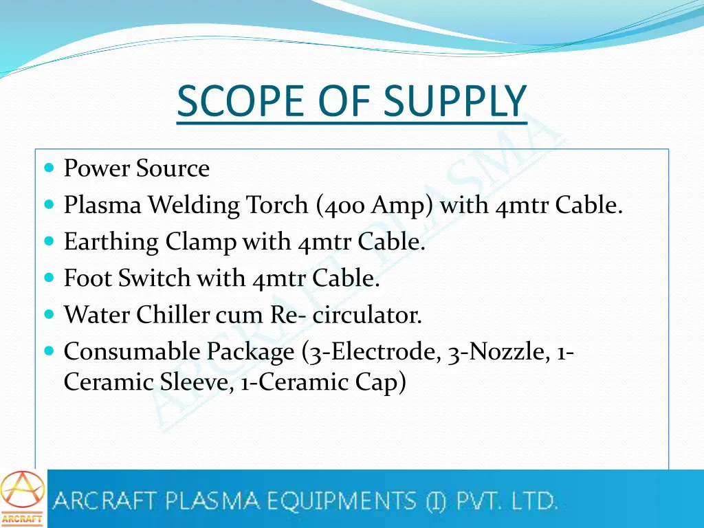 scope of supply