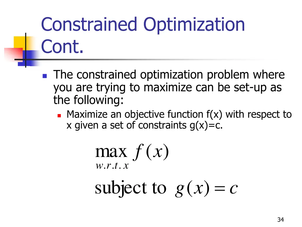constrained optimization cont