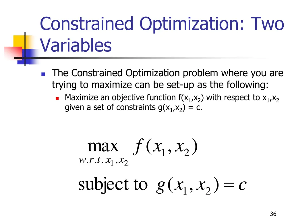 constrained optimization two variables